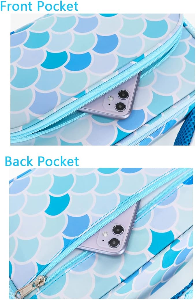FlowFly Kids Lunch box with buckle Insulated Cooler Back to School Thermal Meal Tote Kit for Girls, Boys (Mermaid)
