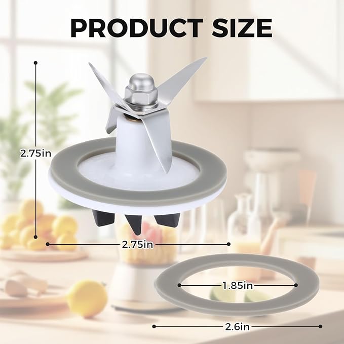 Blender Blade Cutting with 2 Gasket Sealing, Replacement for Cuisinart CBT-500, SB5600, CB600, BFP703, BFP-703, BFP703B, BFP-703CH, SPB7, SPB-7BK, CB8, CB9, BFP-703