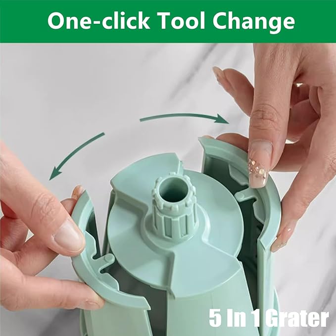 5 in 1 Rotary Grater, Kitchen Artifact 5 in 1 Food Chopper, AYUBOC 5 in 1 Gourmet Cheese Grater, 5 in 1 Cheese Grater, 5 in 1 Hand Crank Food Chopper-Green|5 Group Blades