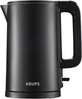 KRUPS 1.5L Electric Kettle Stainless Steel Cool Touch Interior, Fast Boiling, One Cup in 80 Seconds, Double Wall, Auto Off, Keep Warm, Hot Water Kettle Electric, Cordless, Black