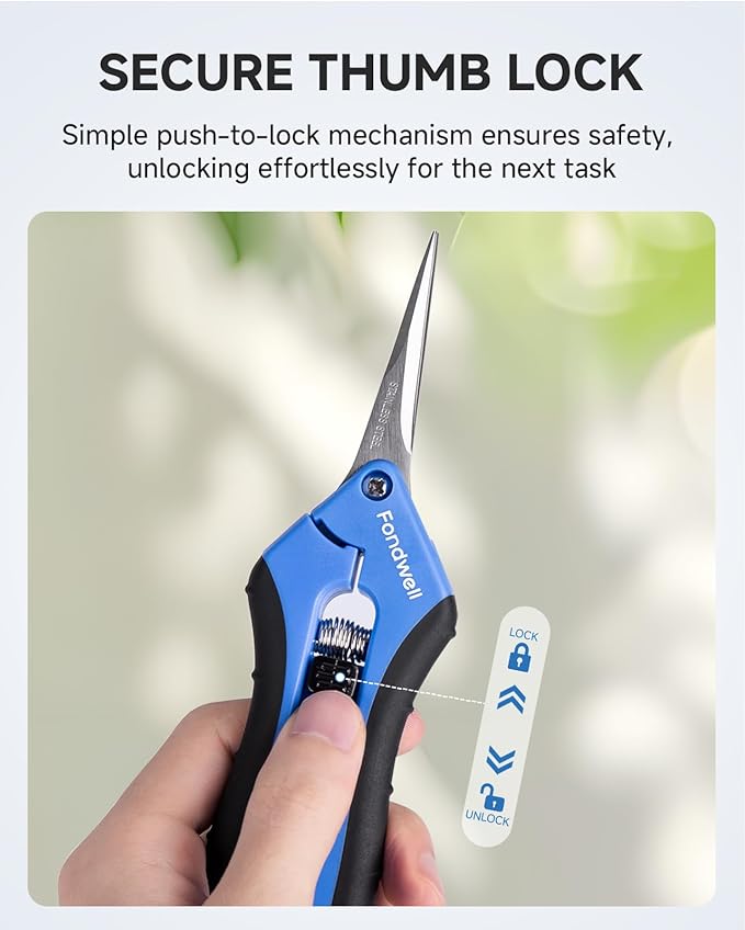 Fondwell 6.5" Gardening Scissors Trimming Shears: 2 Pack of Trimming Scissors for Buds - Comfortable Hand Pruners with Curved Blades