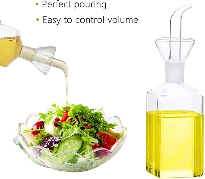 LandHope Oil Bottle Glass Olive Oil Dispenser Bottle Glass Cooking Oil Vinegar Measuring Dispenser With Spout for Kitchen and BBQ (250ml/8.54oz)