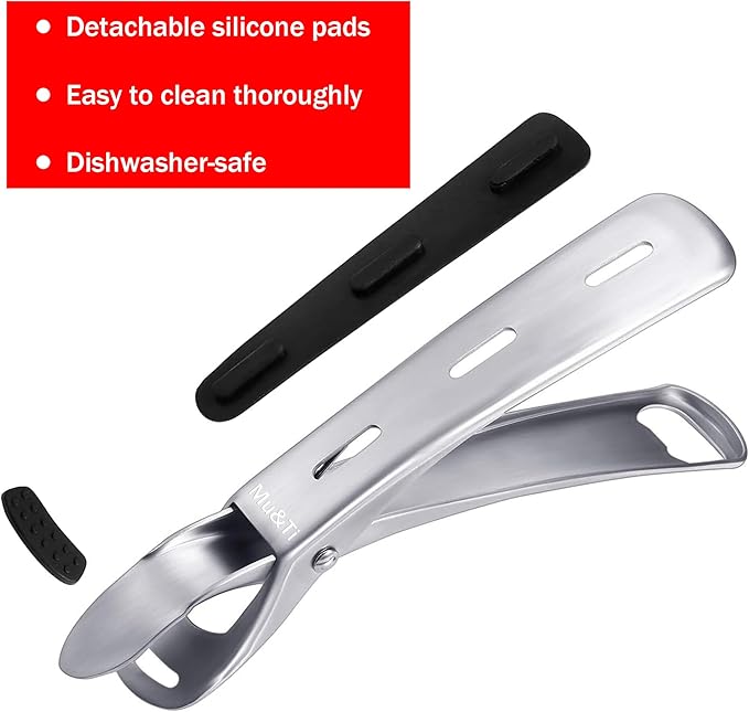 Mu&Ti Hot plate gripper For Instant Pot accessories, For Microwave, Oven,Toaster (Safe for Air Fryer Pans Gripper,Bowls, Egg Custard, Hot Plates) Stainless Steel Heat-Resistant Kitchen Gripper (Red)