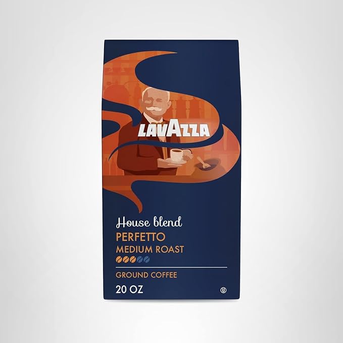 Lavazza Perfetto Ground Coffee Blend, Dark Roast, 20 Ounce, Value Pack, Caramel flavor with Dark and Velvety Texture, 100% Arabica