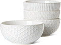 LE TAUCI Large Soup Bowl 42 OZ, Ceramic Kitchen Bowl Set for Soup, Pho, Chip, Pasta, Fruits, Salad, Noodle and Ramen- 7 Inch, Set of 4, Arctic white