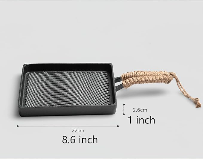 LI-GELISI Cast Iron Grill Pan, Square,Pre-seasoned Profession Steak Skillet,8.6 Inch