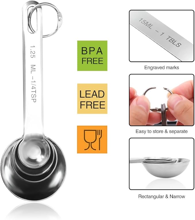 24 Magnetic Spice Tins, 200 Spice Labels, 4 Stainless Steel Measuring Spoons Magnetic Spice Containers Organizer Storage Condiment Jar Set of 24, Clear Lid, Sift and Pour
