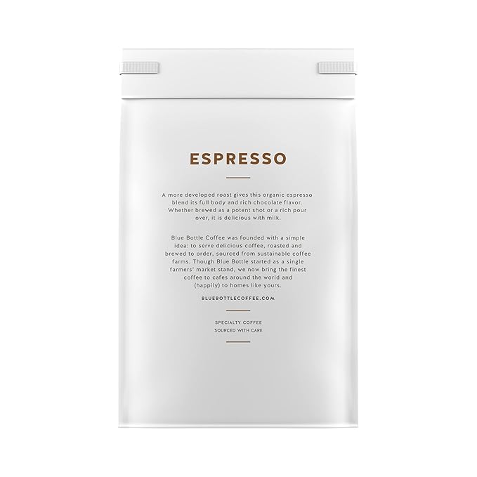 Blue Bottle Whole Bean Organic Coffee, Espresso, Dark Roast, 12 Ounce bag (Pack of 1)