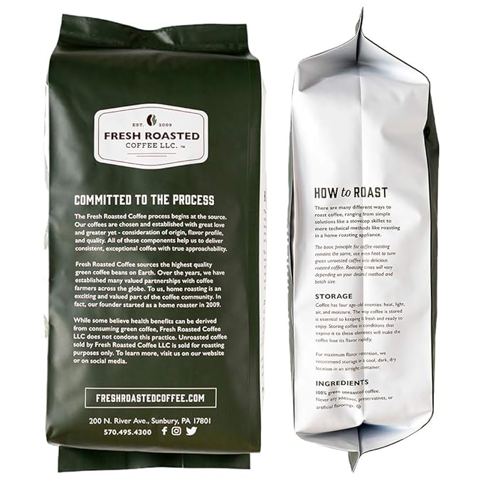 Fresh Roasted Coffee, Unroasted Organic Honduran Water-Processed Decaf | USDA Organic, 100% Single Origin, Kosher | 5 Pound