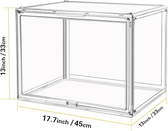 Clear Stackable Plastic Storage Bins with Lid, Dustproof Display Cases, Extra Large Figures Collectibles Showcase, Boot & Shoe Boxes, Helmet Protection Organizer (Clear-XL-3 Pack)