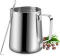 Milk Frothing Pitcher, 350ml/600ml (12oz/20oz) Milk Frother Cup Stainless Steel Jug Steaming Pitcher, Milk Coffee Cappuccino Latte Art Barista Steam Pitchers Milk Jug Cup with Decorating Pen