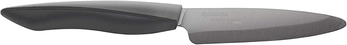 Kyocera Innovation Series Ceramic 4.5" Utility Knife with Soft Touch Ergonomic Handle, Black Blade, Black Handle