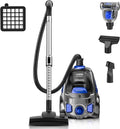Canister Vacuum Cleaner, 32Kpa 1600W Bagless Vacuum Cleaner, Dust Full Indicator, H13 HEPA Filter, 3.7Qt Large Capacity, Lightweight Vac for Hard Floors, Carpet, Pet, Upholstery, Blue