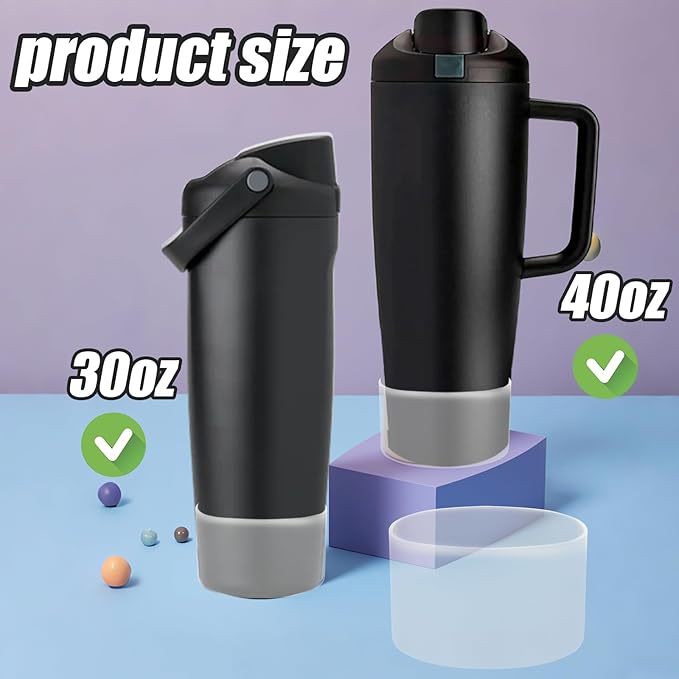 Mity rain 2PCS Protective Silicone Boots for Owala 30oz & 40oz FreeSip Sway Bottles & Tumblers - Accessories for owala, Enhances Stability & Prevents Scratches (Clear)