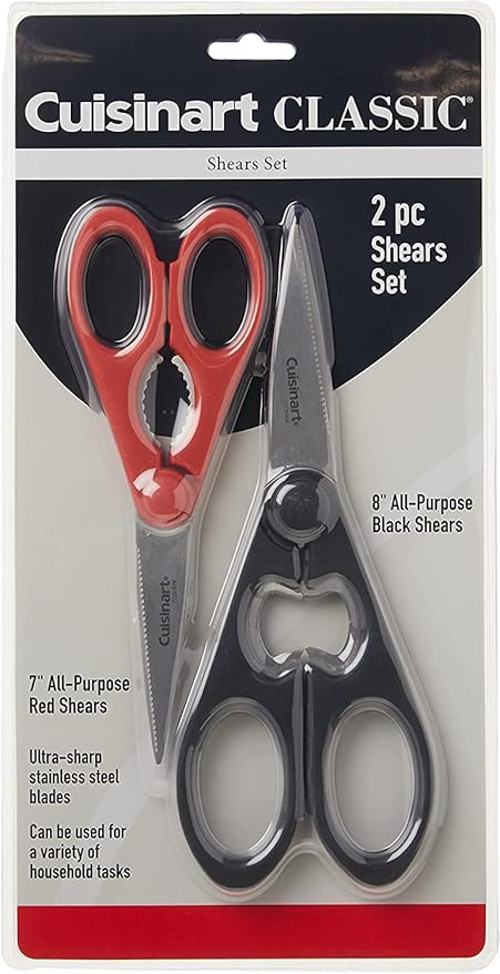 Cuisinart C77-2PSHR8B7R Classic Shears 2-Piece Set, 8" Black and 7" Red
