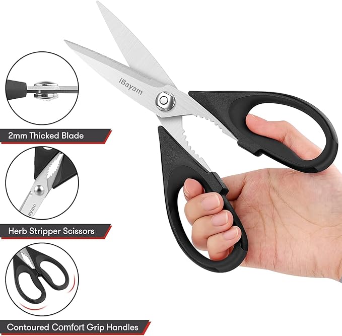 Kitchen Christmas Gifts Set, iBayam All Purpose Kitchen Scissors with Protective Sheath, Housewarming Gifts for New Home, Wedding Gifts for Couples 2025, Bridal Shower Gifts, Birthday Gifts for Women