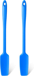 2 Pieces Long Handle Silicone Jar Spatula Kitchen Scraper Spatula Non-Stick Rubber Silicone Scraper for Jars, Smoothies, Blenders Cooking Baking Stirring Mixing (Blue)