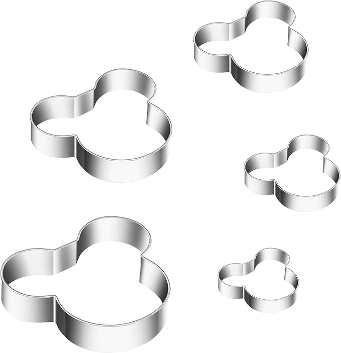 MrCookie Mouse Cookie Cutters for Kids,Stainless Steel Sandwiches Cutters Biscuit Molds for Kids, 5pcs Sturdy Cutters for Cookies,Sandwiches,Small to Large Size of 2.12'',2.56'',2.95'',3.34'',3.86''
