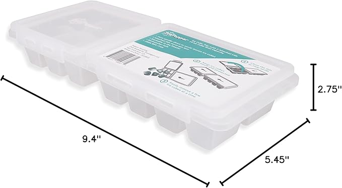 IceTopper Ice Cube Tray with 2 Attached Lids - Easy Release Ice Cube Molds, 14 Cubes per Tray, Stackable & Dishwasher Safe, 100% Food Grade, BPA Free & Recyclable Original