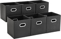 MAX Houser Fabric Storage Bins Cubes Baskets Containers with Dual Plastic Handles for Home Closet Bedroom Drawers Organizers (Black)