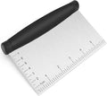 Bench Scraper & Chopper - 6 Inch Stainless Steel Dough Cutter with Contoured Grip, Multi-Purpose Kitchen Tool for Baking Cooking, Food Scraper Chopper & Pastry Knife