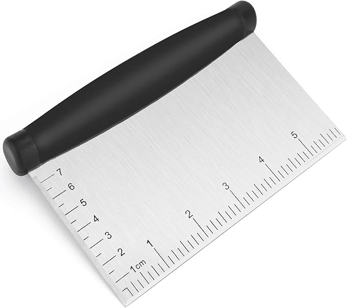 Bench Scraper & Chopper - 6 Inch Stainless Steel Dough Cutter with Contoured Grip, Multi-Purpose Kitchen Tool for Baking Cooking, Food Scraper Chopper & Pastry Knife