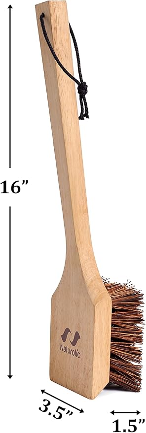 All-Natural Wooden Grill Brush and Grill Cleaner | Works as Scraper Tool for Tough Grill Residue | Bristle-Free Grill Brush for Outdoor Grill | Safe Grill Rescue Brush and BBQ Cleaner