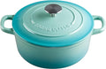 Enameled Cast Iron Covered 5.5 Quart Dutch Oven with Dual Handle for Bread Baking, Dutch Ovens with Lid, Peacock Blue