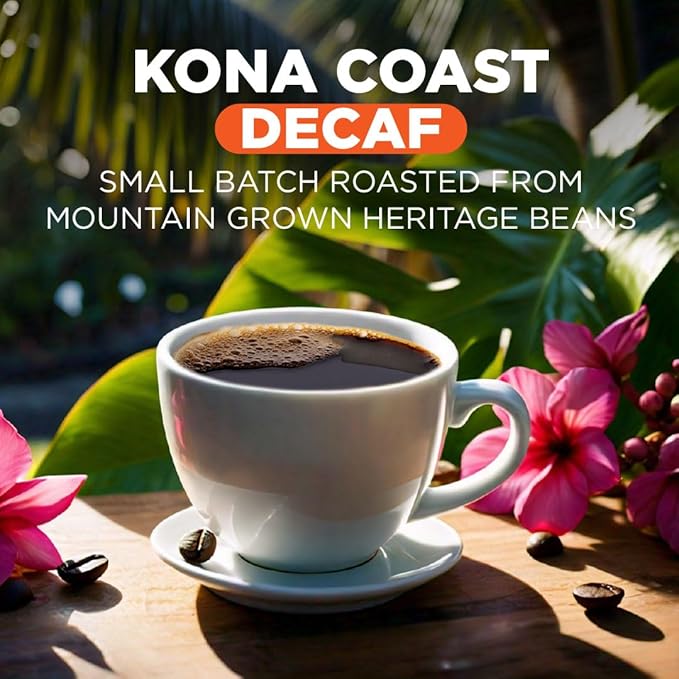 Maud's Decaf Kona Coffee Pods, 36 ct, Decaffeinated Medium Roast Coffee in Recyclable Single Serve Pods – 100% Arabica Coffee, Compatible with Keurig K Cups Maker