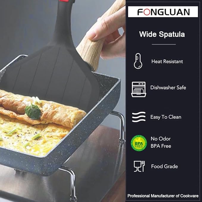 Silicone Wide Turner/Spatula Kitchen Spatulas Nonstick Cookware for Cooking & Serving Heat-Resistant BPA Free Cooking Utensils