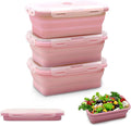 Alimat PluS 40.5oz Silicone Food Storage Containers, 3 Pack Set 1200ml Collapsible Food Storage Containers with Lids(Pink)