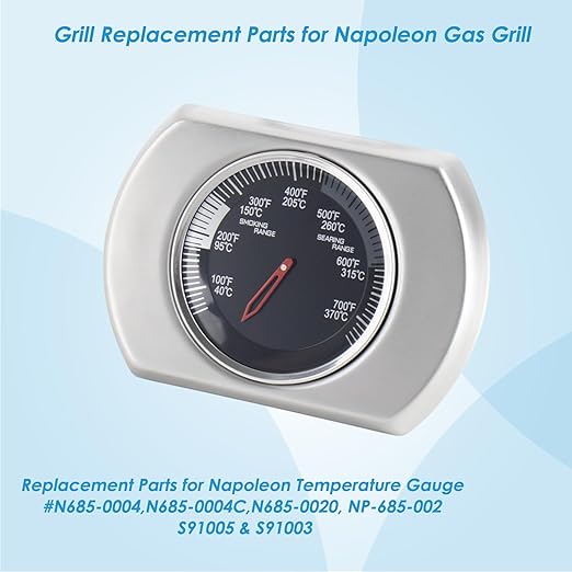 Grill Temperature for Napoleon Prestige 500, Built-in Prestige 500, Rogue 425 XT 525 Rogue SE 425 365, Prestige PRO 500 Temperature Gauge Replacement Parts for Napoleon Grill Accessories