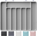Kitsure Cutlery Drawer Organiser for Kitchen - Adjustable Cutlery Tray for Effortless Utensil Sorting, Versatile Kitchen Storage & Organisation Solution, 13.70" x 1.54" x 10.94"~20.08", Light Grey