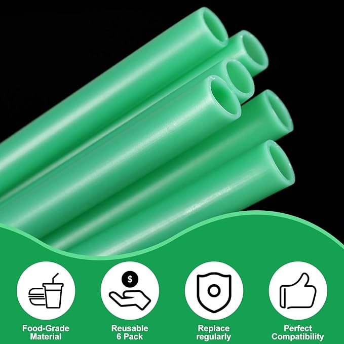 6pcs Replacement Straws for Owala FreeSip 24oz 32oz, Reusable Plastic Straws with Cleaning Brush for Owala Insulated Water Bottle 24 oz 32 oz and Flip 25 oz, Tumbler Accessories (Green)