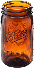 Ball Elite Collection Amber Glass Wide Mouth Mason Jar (32 oz/Quart) Amber Canning Jar - UV light Protection - Microwave & Dishwasher Safe, 1 Jar (No Lid or Band)