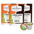 Fresh Roasted Coffee, Organic Ethiopian Sidamo Water-Processed Half-Caf | USDA Organic, 100% Single Origin, Kosher | Medium Roast 72 Pods for K Cup Brewers