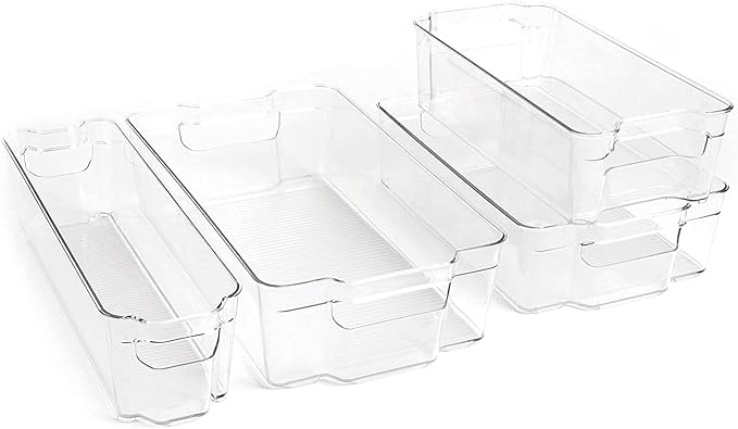 Dial Industries, Inc.Fridge, Kitchen Pantry Stackable Organizer Bins, Set of 4, Assorted Sizes (Pack of 2)