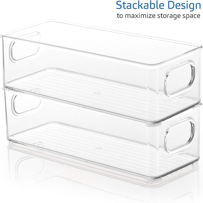 STORAGEBUD Fridge Organizer - 2 Pieces Refrigerator Organizer Bins - Pantry Organization and Storage for Fridge & Refrigerator- BPA Free Freezer Organizer Bins