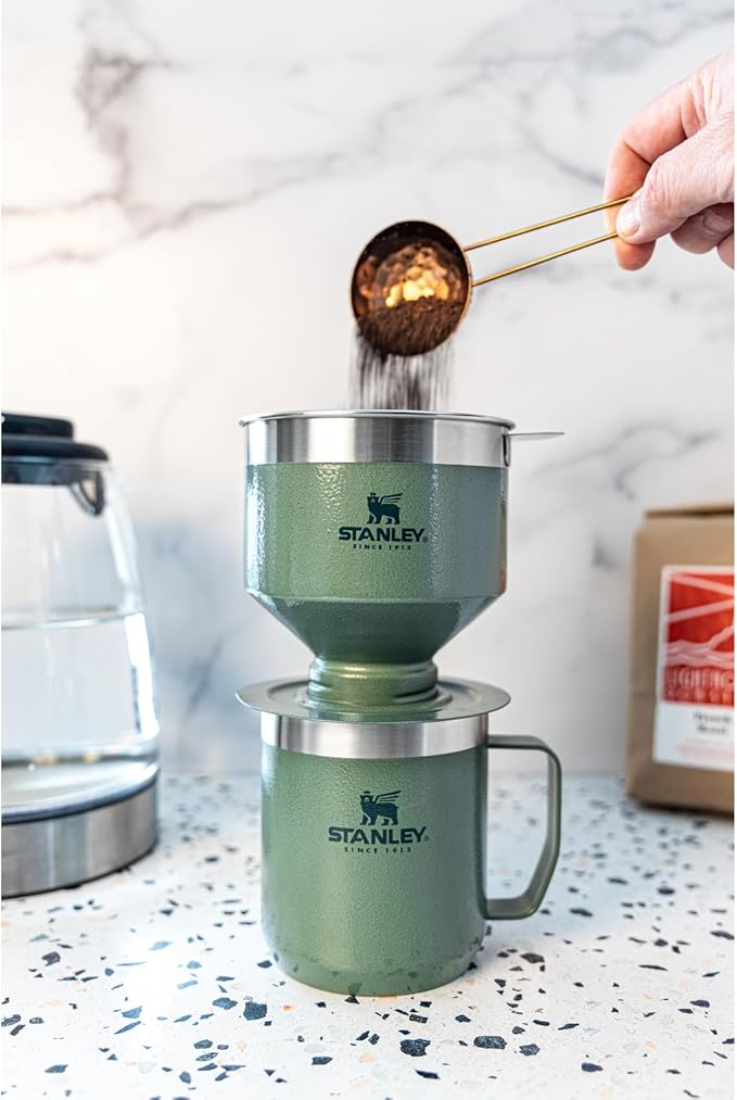 STANLEY Perfect Brew Pour Over Set | 12 oz Camp Mug with Lid Included | Drip Coffee Maker with Reusable Filter | Insulated Stainless Steel | BPA-Free | Cream Gloss