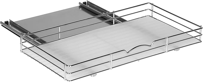 Pull Out Cabinet Organizer for Spices, Cans - Heavy Duty with Lifetime Limited Warranty- Pull Out Spice Rack- Cabinet Pull Out Shelf for Cans,Dishes, Etc, 20-3/8"Wx 10-1/2"D x 2-3/4” H, Chrome