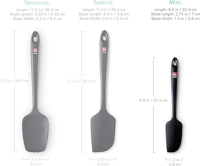 DI ORO Seamless Series Mini Silicone Spatula - BPA Free Pro-Grade 600ºF Heat-Resistant Non-Stick Small Rubber Jar Spatula - Silicone Kitchen Scraper Utensil Tool for Cooking and Baking (Black)