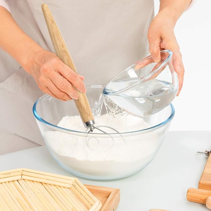 Danish Dough Whisk and Bakers Bread Lame Tool for Baking Cake Pizza, Stainless Steel Dough Scoring Knife with 5 Replacement Blades Leather Storage Cover, Lame Bread Dough Whisk Slashing Tool