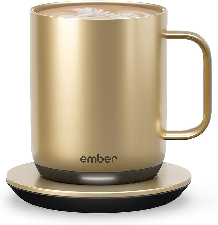 Ember Temperature Control Smart Mug 2, 10 Oz, App-Controlled Heated Coffee Mug with 80 Min Battery Life and Improved Design, Gold