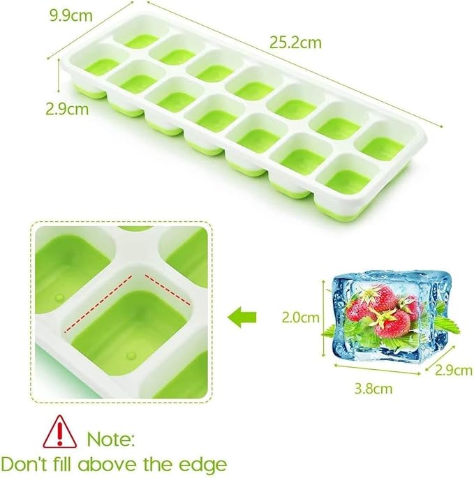 Ice Cube Trays, Silicone Easy-Release and Flexible 14-Ice Trays with Spill-Resistant Removable Lid, BPA Free, Durable and Dishwasher Safe, 4 Pack