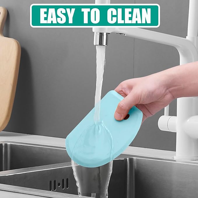 Silicone Dough Scraper with Stainless Steel Sheet, Curved Edge Flexible Bowl Scraper for Baking, Food Grade Silicone Bench Scraper for Sourdough Bread Proofing Basket, 5.98"×4.3", Mint Green, SAPID