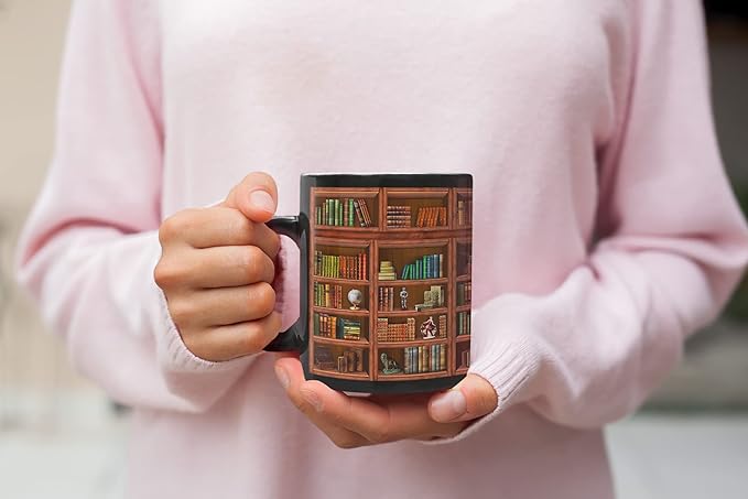 2IMT Book Mug Librarian Gifts for Book Lovers Women - Library Coffee Mug Books Club Gifts for Women - Reading Bookish Items Bookworm Librarian Lovers for Readers Writer Black 11oz