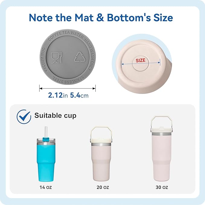 Silicone Bottom Protectors for Stanley Quencher 20 oz, Stanley IceFlow 20/30 oz, Stanley Mug Non-Slip Rubber Bottom Protectors (6 Pack 2.12" 54mm Gray)