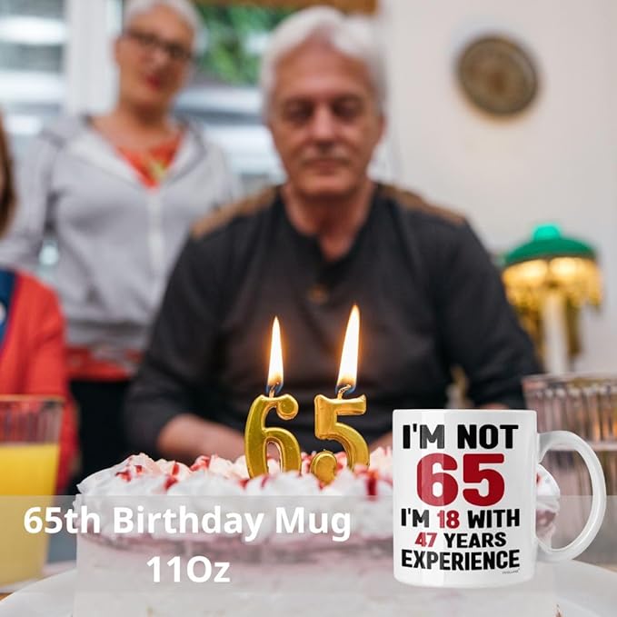 Vivulla68 65th Birthday Mug 11oz - 65th Birthday Gifts for Women Men - 65 Year Old Birthday Gifts Ideas for Him, Her, Woman, Man - Happy Funny Gift Present Coffee Cup - Turning Age 65