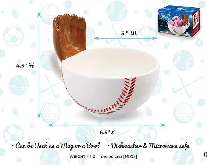 MAX'IS Creations The Mug with a Glove, Baseball Mug Coach Gifts Novelty Funny Coffee Mugs Kids Christmas Sports Baseball Gifts for Boys 8-12 12-14 Men Mom Gift Accessories, 16oz