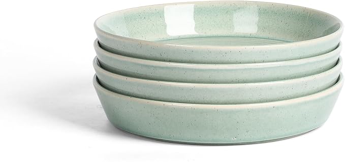 Stone Lain Claire 4-Piece Pasta Bowl Set Stoneware, Bowls, Dishwasher and Microwave Safe, Dish Set for 4, Green